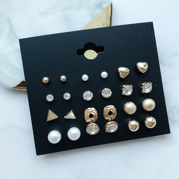 Jewelry - Golden Post Earring Set 12-pack